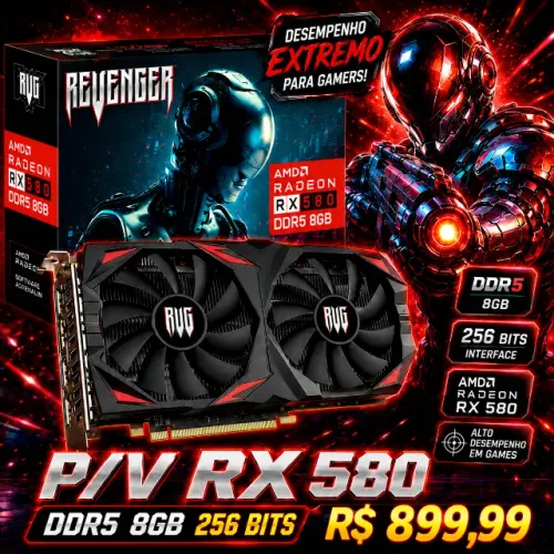 palca de video rx580 8gb novo