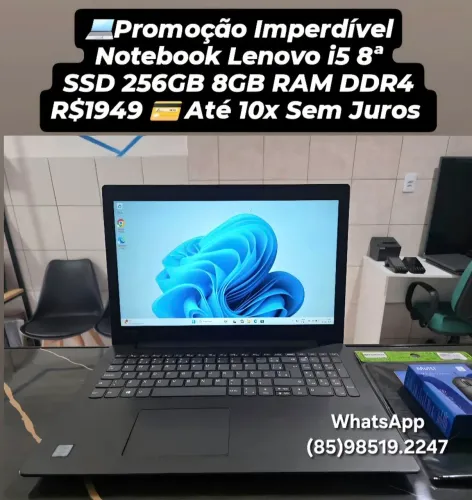 Notebook Lenovo i5 8ª SSD 256GB 8GB RAM DDR4 Até 10x Sem Juros 