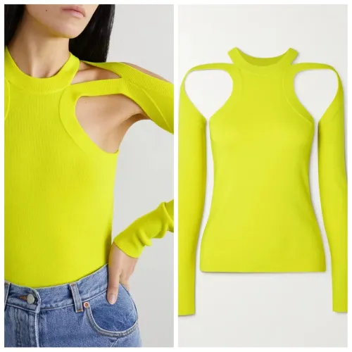 Blusa desconstruída com recortes em tricot amarelo ácido - Dion Lee - Unisex