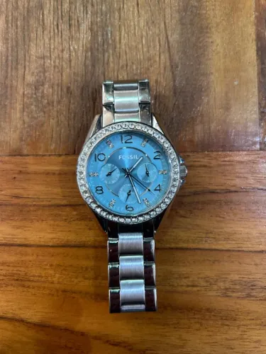 Relógio Feminino Fossil Es3529 Azul Prateado