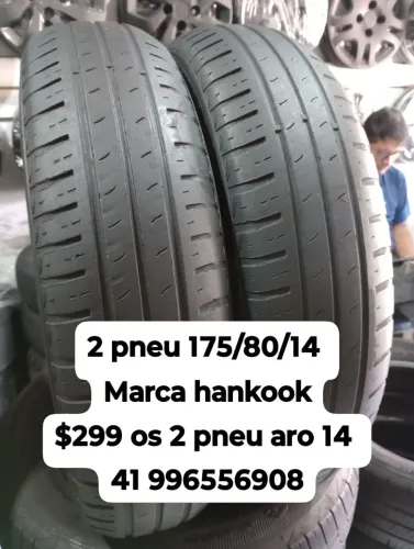 Pneus 175/80/14 marca hankook $299 os 2 pneu aro 14 usados roda muito ainda não é remold