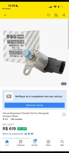 Sensor de pressão óleo jeep Renegade, compas e Fiat Toro diesel original