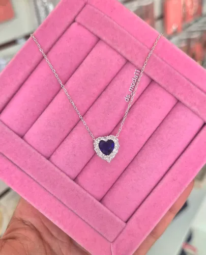 Colar LUXO Pedra Azul Zircônia PRATA 925 Dia Das Mães