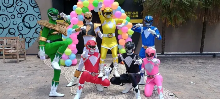 Power Rangers personagens vivos cosplay animação festa