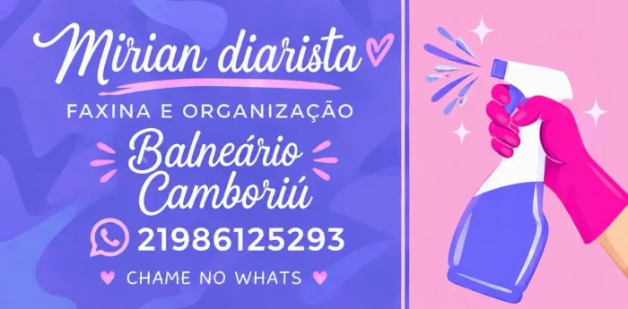 Diarista para limpeza, faxinas em apartamentos ou escritórios em Balneário Camboriú 
