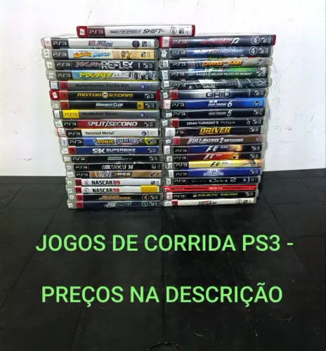 Jogos de Corrida Ps3 - Ac cartão e Olx pay (temos outros jogos) preços na Descrição 