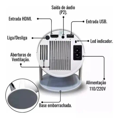 Projetor de imagem HY300 4k HD 150 POLEGADAS, BLUETOOTH E WI-FI