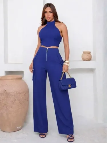 Conjunto alfaiataria cropped e calça M