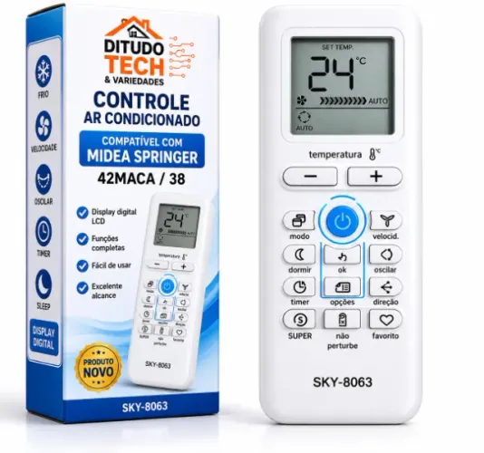 Controle Ar Condicionado Compatível com Midea Springer 42MACA / 38 - Novo