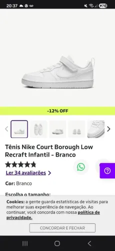 Tenis Nike Court Borough Low Recraft Infanti Branco 32