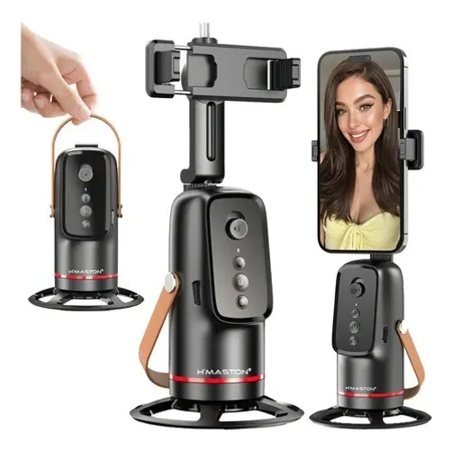 Gimbal Inteligente 360° com Rastreamento Facial AI + Luz LED e Controle Bluetooth para Cel