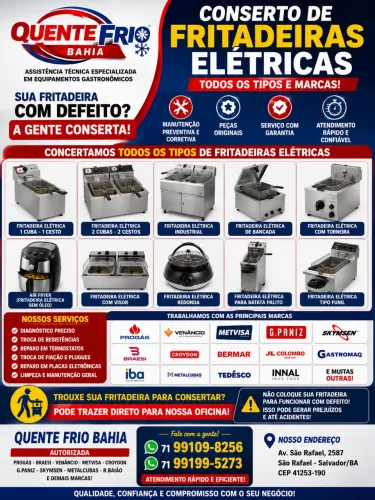 ASSISTÊNCIA TÉCNICA AUTORIZADA EM FRITADEIRAS ELÉTRICAS E AIR FRYER - SALVADOR/BA