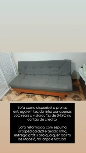 Sofá cama em linho (Reformado)