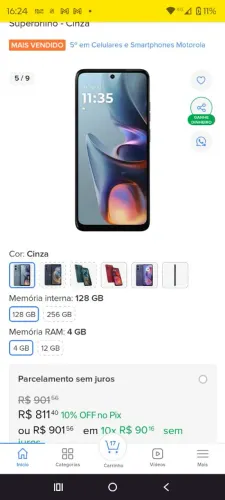Vendo   celular  morog05     4 meses de uso    semi  novo