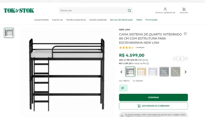 CAMA SISTEMA DE QUARTO INTEGRADO + CAMA DE SOLTEIRO (TUBO)