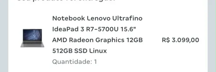 Notebook Lenovo IdeaPad 3 Ryzen 7 5700U | 12GB RAM | SSD 512GB | Excelente estado