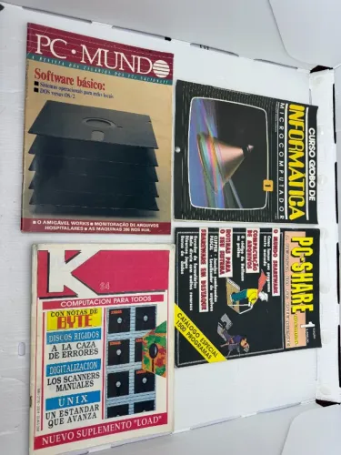 Lote com 4 Revistas de Informática antiga Pc Mundo PC Share Curso Informática K Commodore