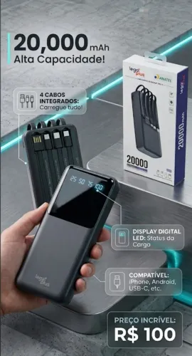 Carregador portátil (powerbank) 20.000mAh