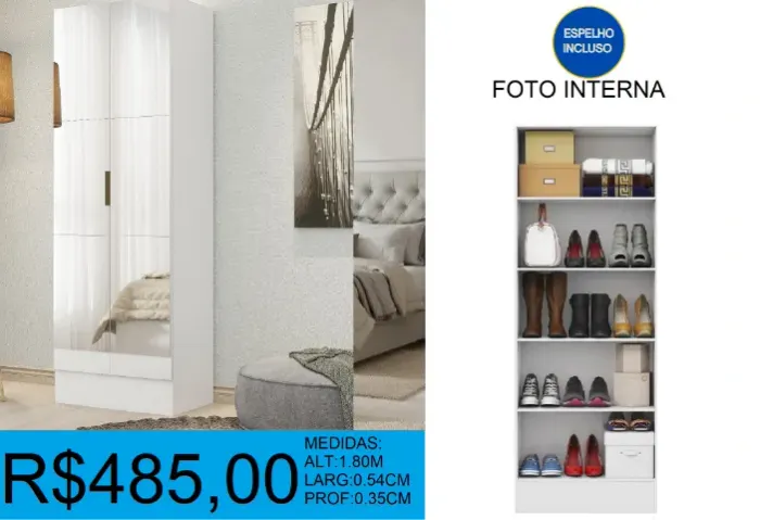 Sapateira - com espelho - compre hoje e receba em até 72 horas