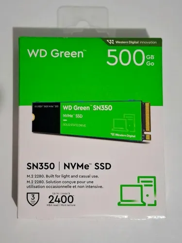 SSD Sandisk PC SN350, 500GB, PCIe, NVMe, Leitura: 2400MB/s e Gravação: 1500MB/s - Preto.