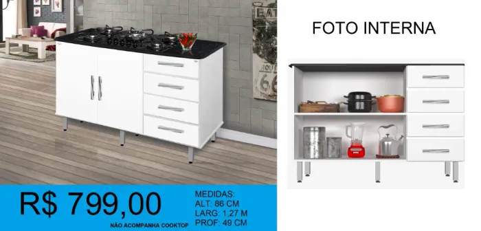 Balcão para cooktop - compre hoje e receba em até 72 horas 