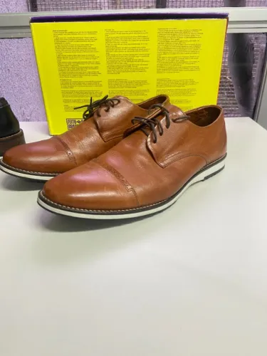 Sapato Logaly Oxford Brogue Premium em Couro Castor, Zerado