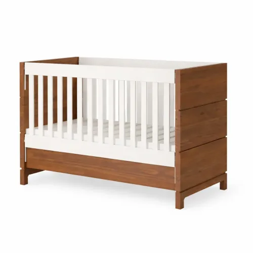     Berço 2 em 1 que vira mini cama - Madeira e branco, ótimo estado