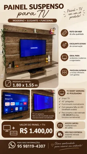 Painel para tv + tv smart