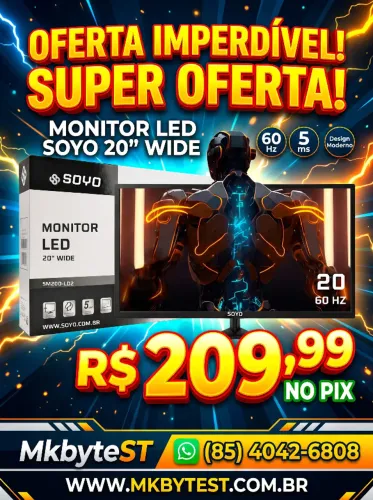 Monitor LED Tela 20/P 60HZ HDMI & VGA