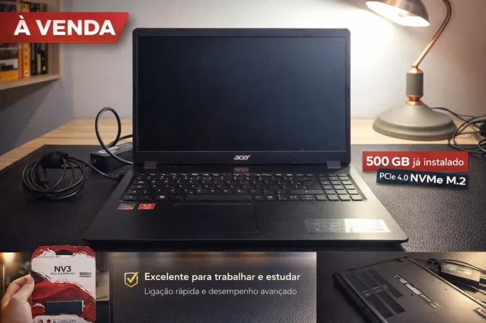 Notebook Acer Aspire 3 - 12GB RAM + 1 TB + SSD 500GB NV3 Kingston-Usado - Ótimo desempenho