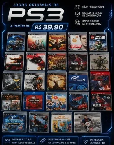 LOTE DE JOGOS PLAYSTATION 3 - MÍDIA FÍSICA