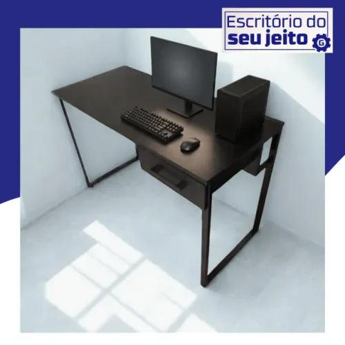 Mesa Industrial com Gaveta 1,1M Escrivaninha Multiuso para Computador Notebook Estudo Birô
