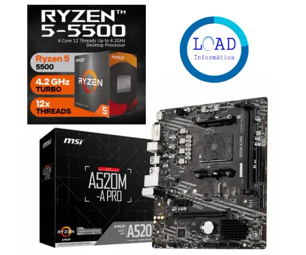 [NOVO] Kit upgrade AMD Ryzen 5 5500 + MSI A520m-A PRO  - Com NF e Garantia
