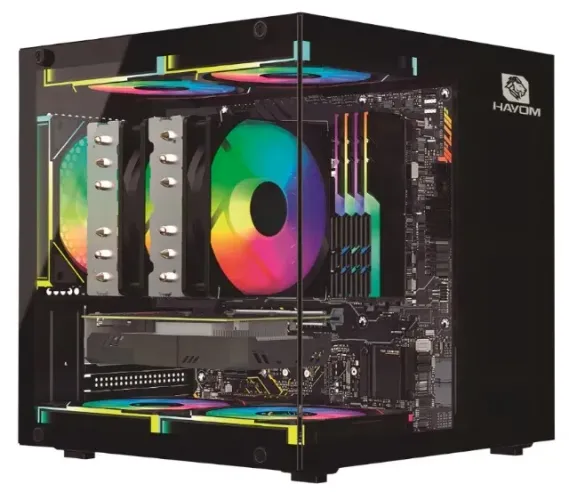 Gabinete Gamer Preto Com 3 Fans Rgb Micro-atx