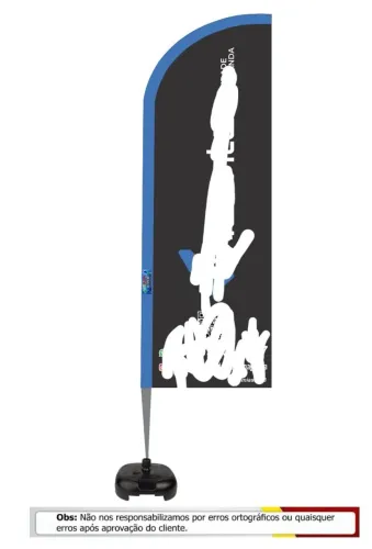 Wind Banner - Haste de alumínio e base, medindo 2 metros de altura. 