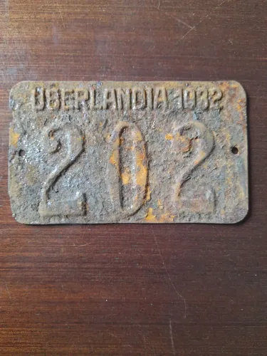Placa Antiga de Carro - Original e Rara - Ano 1932 - Uberlândia 