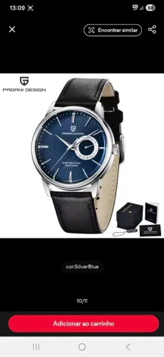 Relógio Pagani Calendar PD1654 Prata Fundo Azul