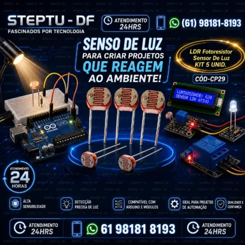 LDR  Fotoresistor KIT 4 Peças Sensor De Luz Arduino Automação Robotica COD-CP29  