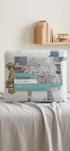 Kit Colcha Solteiro Corttex Aviadores - NOVO NA EMBALAGEM.