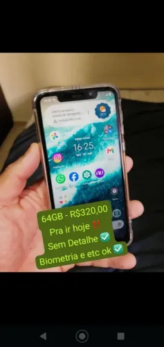 Celular Motorola One 64GB vai com 2 Capinhas e Película Biometria ok, tudo ok.