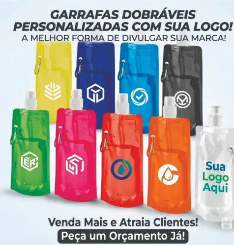 Garrafas Dobráveis Personalizadas com Sua Logo - O Brinde Perfeito para Divulgar Sua Marca