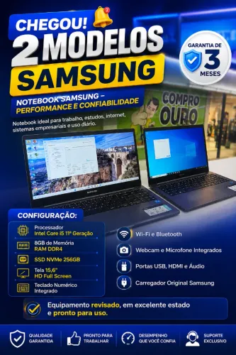 NOTEBOOK SAMSUNG 2 UNIDADES I5 COM SSD PARCELADO EM ATE 10X