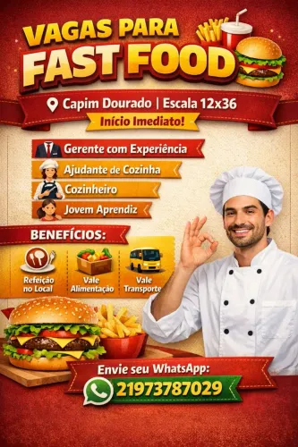 Vagas para fastfood 