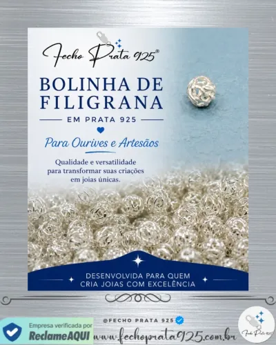 Bolinha Filigrana em Prata 925 4mm para Ourives, Joalheiros e Artesãos
