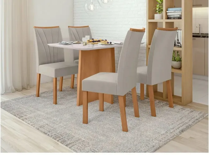 Jogo de Mesa de Jantar com 4 Cadeiras 