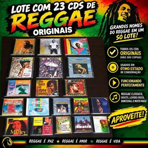 Lote 23 CDs de Reggae Jimmy Cliff Bob Marley Inner Circle Peter Tosh e Outros ORIGINAIS