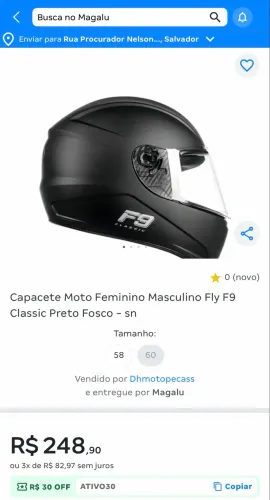 Capacete Zero TAM 58