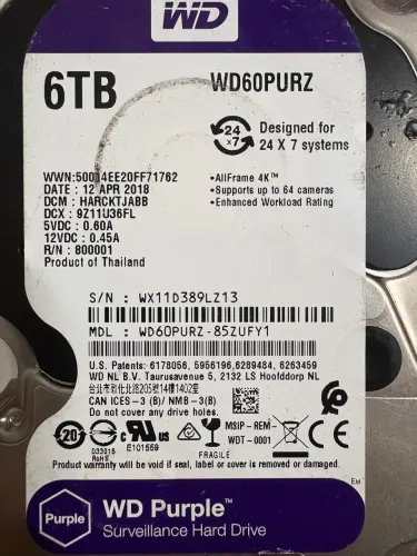 HD WD Purple 6TB Profissional - Ideal para Servidores e CFTV (Estado de Novo)