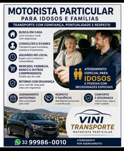 ? MOTORISTA PARTICULAR JF | IDOSOS, CONSULTAS E TRANSPORTE ESCOLAR