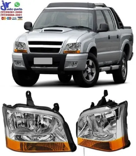 Par Farol S10 Blazer Pit Bull 01 02 03 04 05 06 07 08 09 10 11 Cromado Ambar